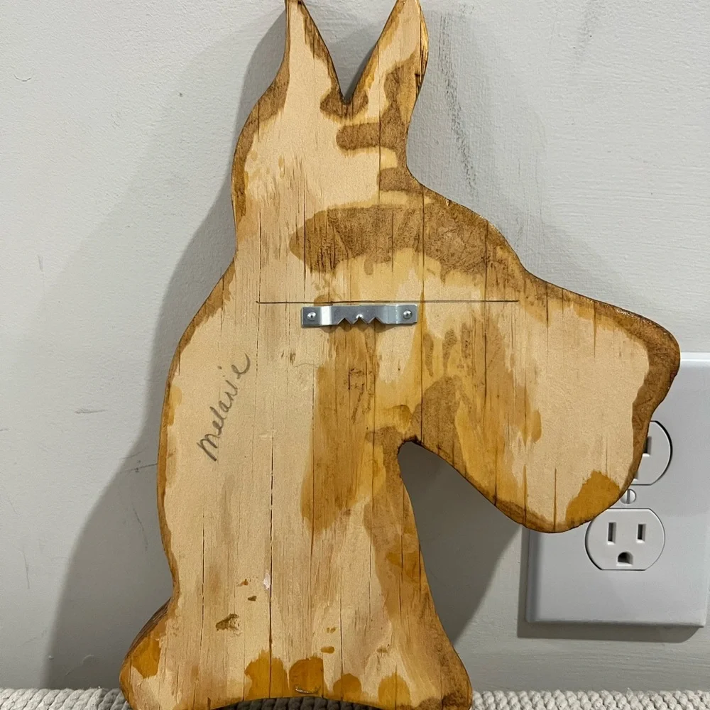 Hand Made Signed Rustic Brown Dog Head Wall Hook